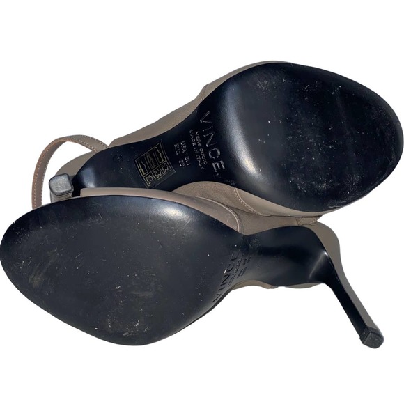 VINCE. Grace Light Taupe Gray Leather Mule Heel sz 6 US Ankle Strap Open Toe - Picture 10 of 11